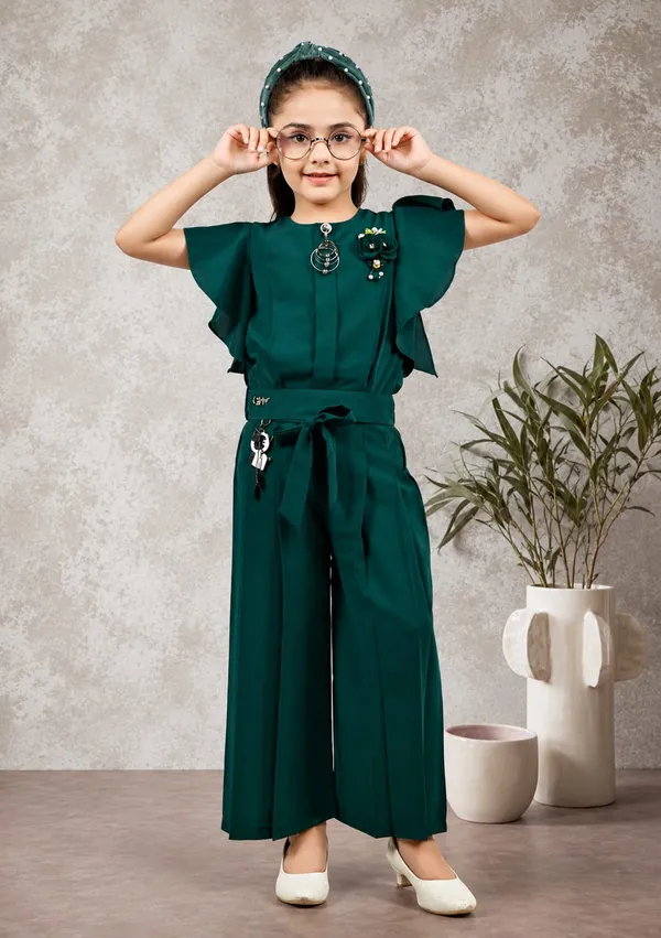 Green_Ruffle_Sleeve_Jumpsuit_for_Girls