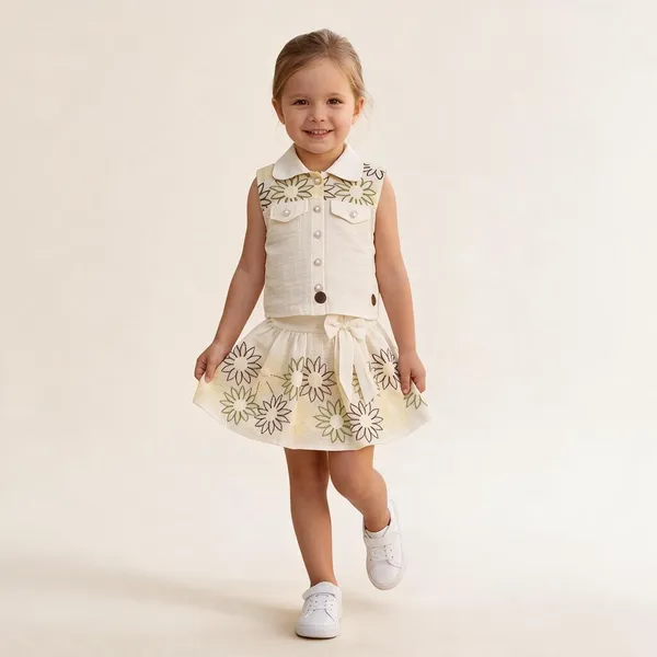 Cream_Floral_Sleeveless_Skirt_Set_for_Girls
