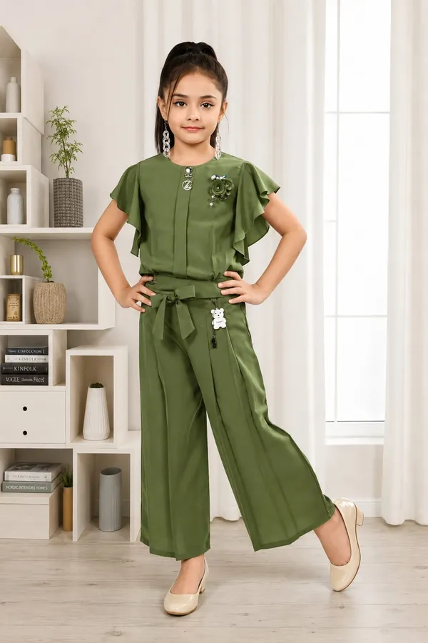 Olive_Green_Ruffle_Sleeve_Jumpsuit_for_Girls