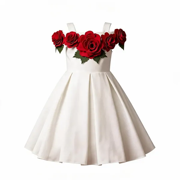 White_Floral_Fit_And_Flare_Dress_For_Girls