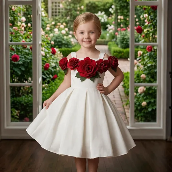 White_Floral_Fit_And_Flare_Dress_For_Girls