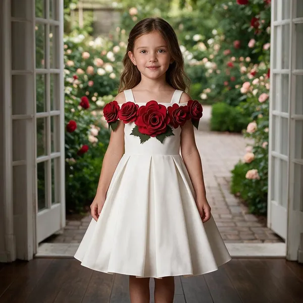 White_Floral_Fit_And_Flare_Dress_For_Girls