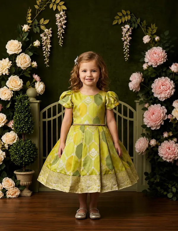 Green_Printed_Fit_And_Flare_Dress_For_Girls