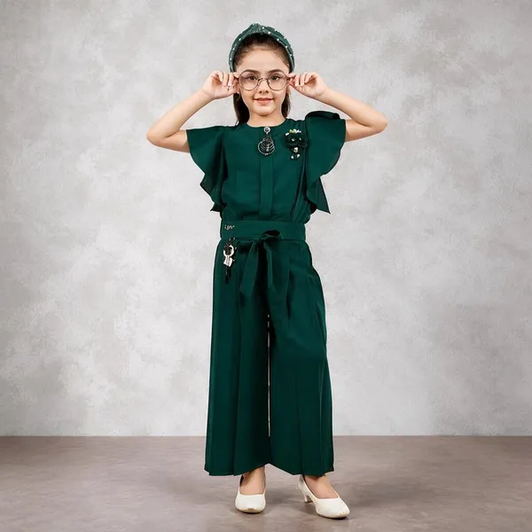Green_Ruffle_Sleeve_Jumpsuit_for_Girls