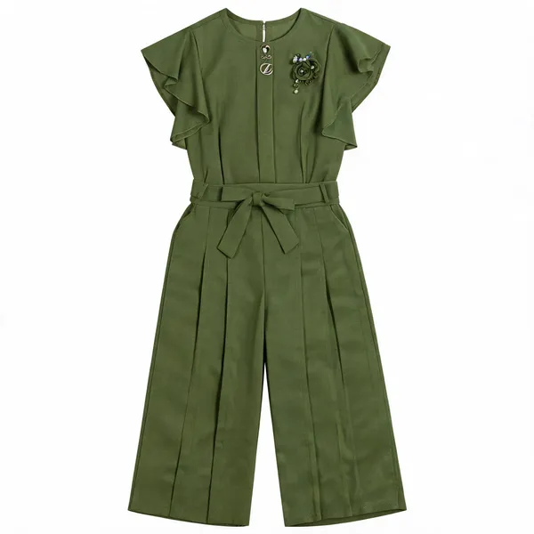 Olive_Green_Ruffle_Sleeve_Jumpsuit_for_Girls
