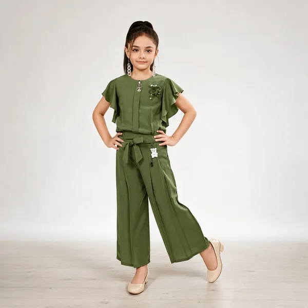Olive_Green_Ruffle_Sleeve_Jumpsuit_for_Girls