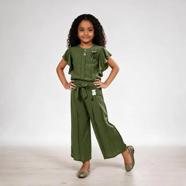 Olive_Green_Ruffle_Sleeve_Jumpsuit_for_Girls