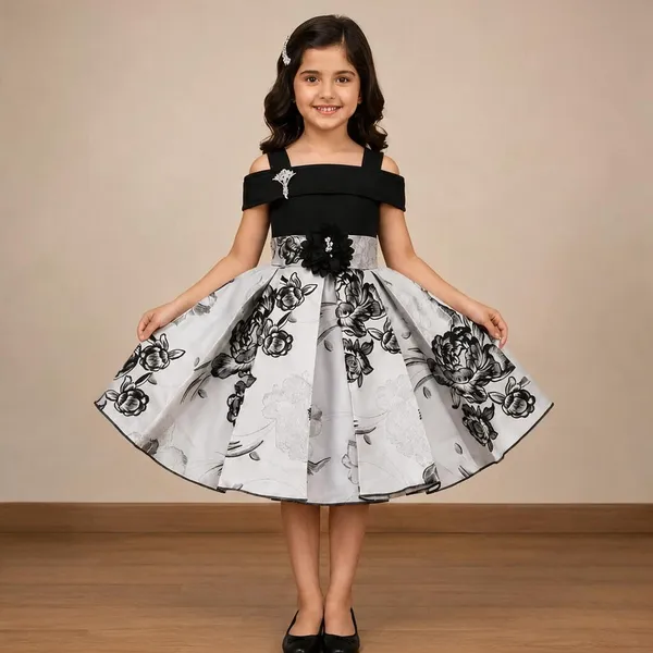 Black_Floral_Print_Party_Dress_for_Girls