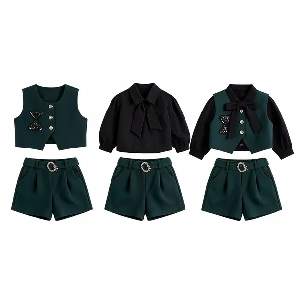 Green_And_Black_Partywear_Co_Ord_Set_for_Girls