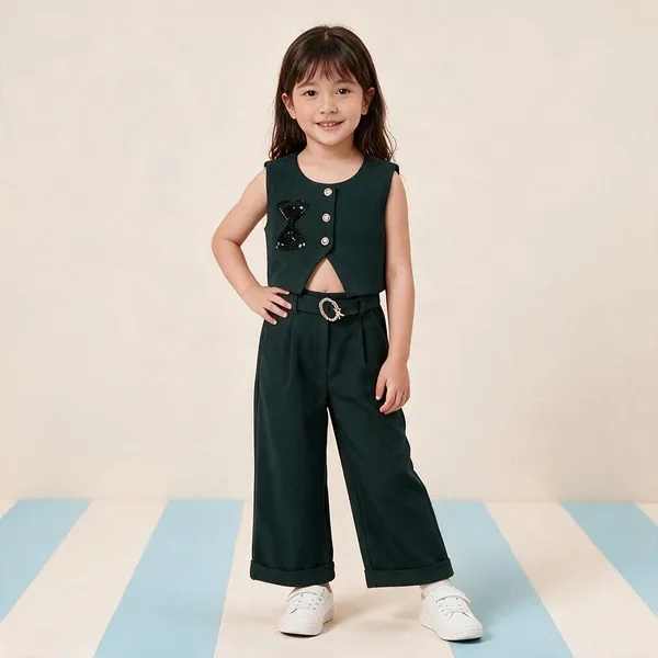Green_And_Black_Partywear_Co_Ord_Set_for_Girls