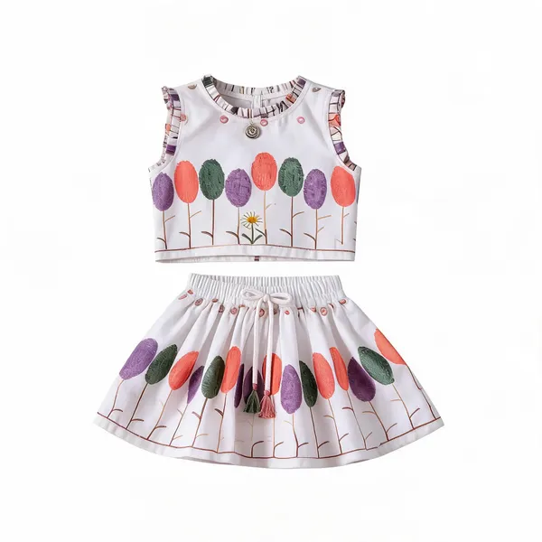 White_Digital_Print_Two_Piece_Dress_for_Girls