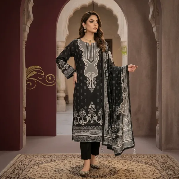 Black_Muslin_Printed_Unstitched_Suit_Set_For_Women