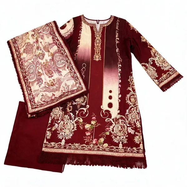 Maroon_Muslin_Straight_Unstitched_Suit_Set_For_Women