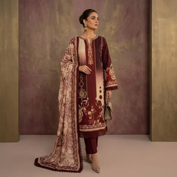 Maroon_Muslin_Straight_Unstitched_Suit_Set_For_Women
