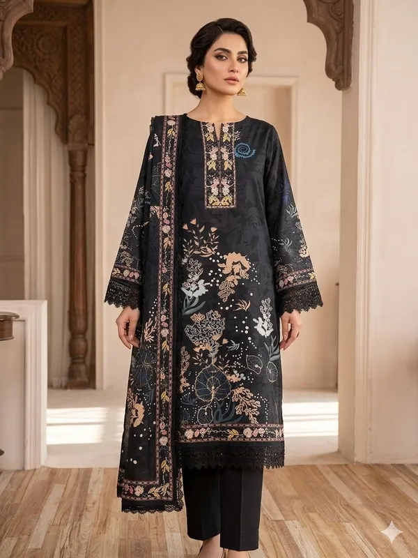Black_Printed_Kurta_Set_for_Women