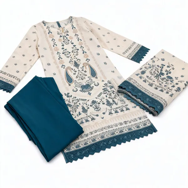 Cream_Muslin_Ethnic_Unstitched_Suit_Set_For_Women