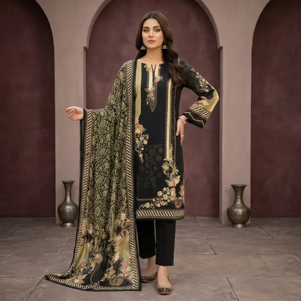 Black_Muslin_Printed_Unstitched_Suit_Set_For_Women