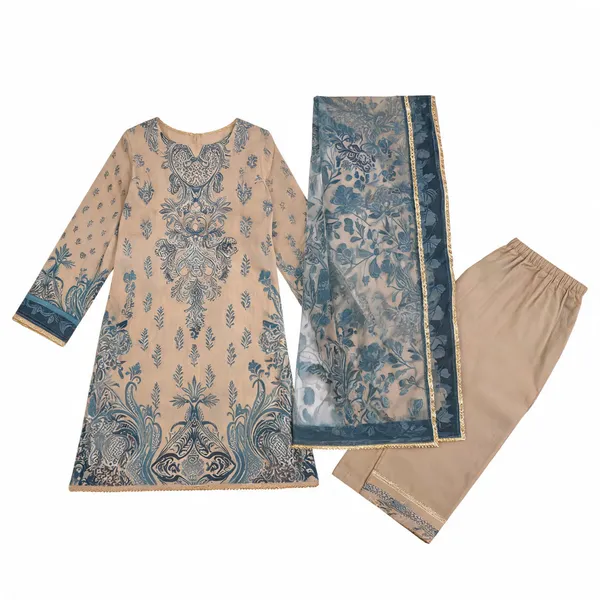 Beige_Muslin_Printed_Unstitched_Suit_Set_For_Women