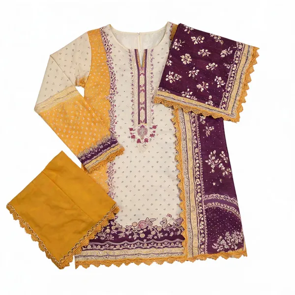 Mustard_And_Purple_Muslin_Embroidered_Unstitched_Suit_Set_For_Women