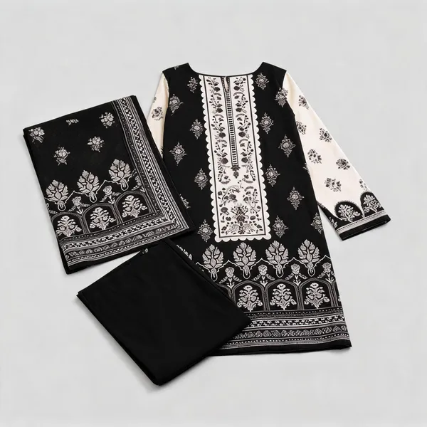 Black_Muslin_Straight_Unstitched_Suit_Set_For_Women