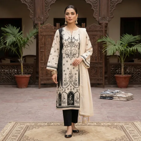 Cream_Muslin_Printed_Unstitched_Suit_Set_For_Women