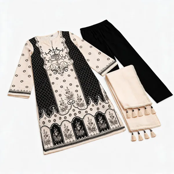 Cream_Muslin_Printed_Unstitched_Suit_Set_For_Women