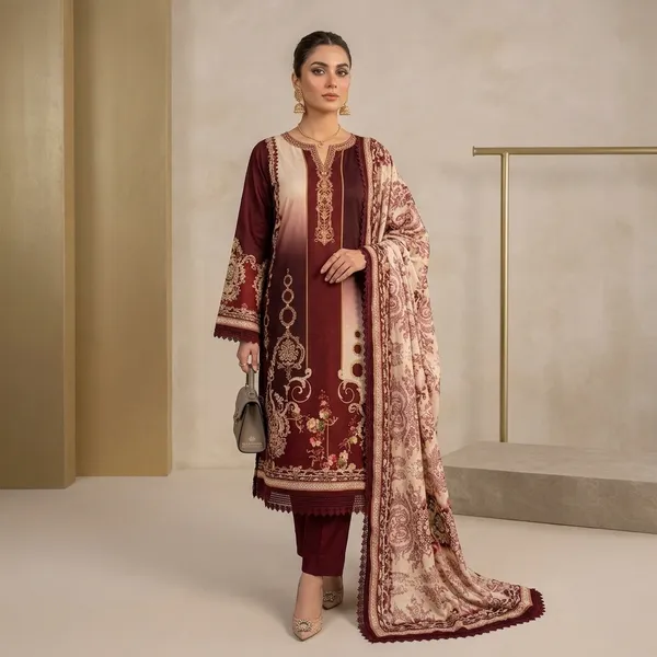 Maroon_Muslin_Embroidered_Unstitched_Suit_Set_For_Women