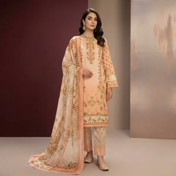 Peach_Muslin_Embroidered_Unstitched_Suit_Set_For_Women