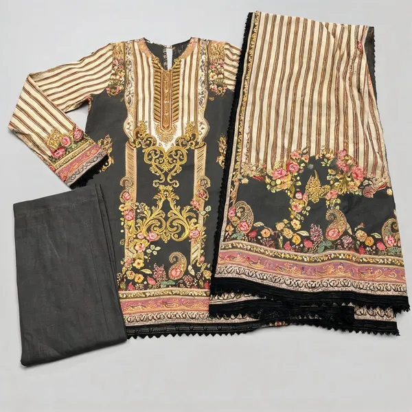 Olive_Muslin_Straight_Unstitched_Suit_Set_For_Women