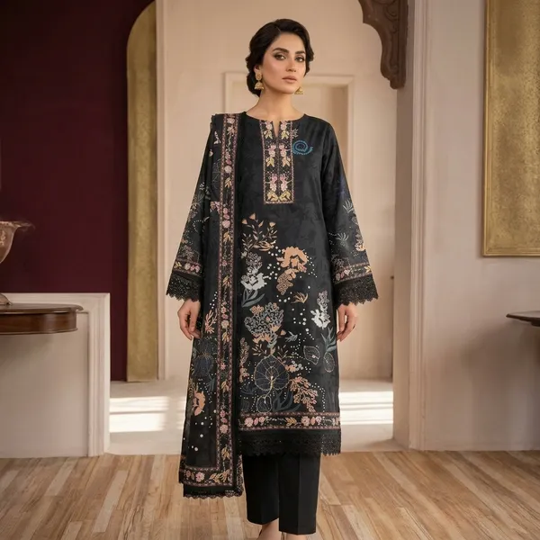Black_Muslin_Printed_Unstitched_Suit_Set_For_Women