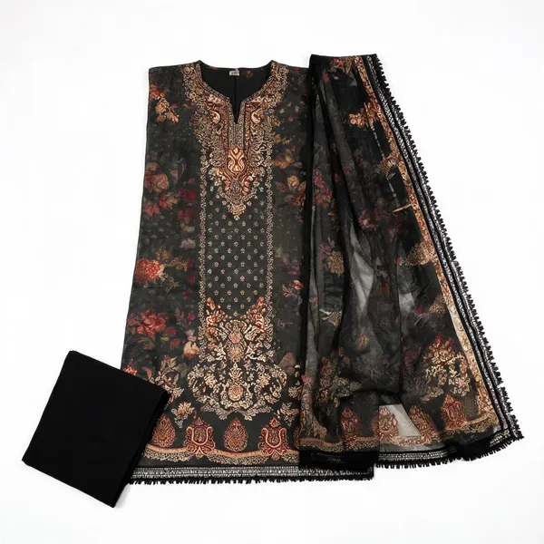 Black_Muslin_Ethnic_Unstitched_Suit_Set_For_Women