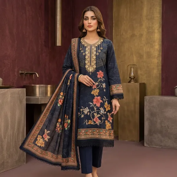 Navy_Muslin_Floral_Embroidered_Unstitched_Suit_Set_For_Women