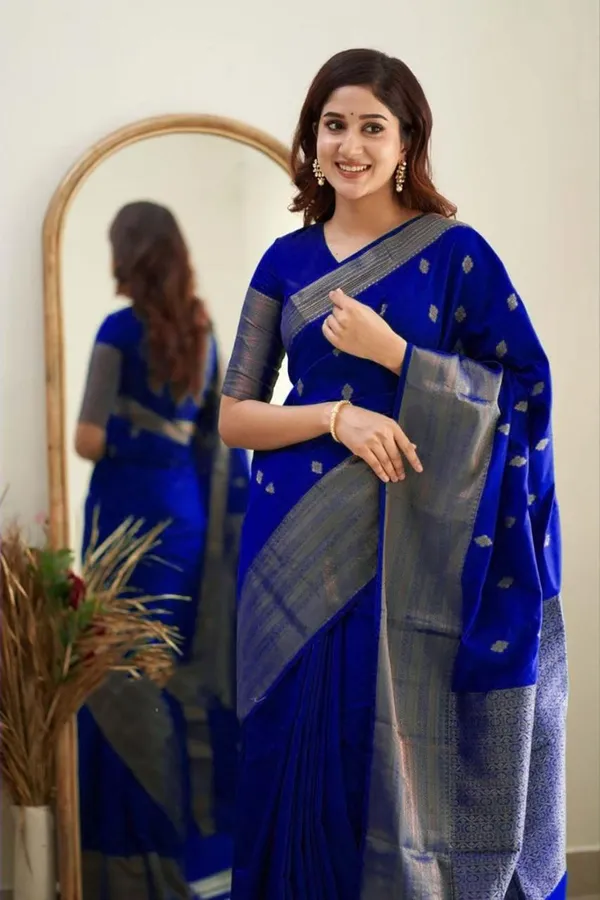 Royal_Blue_Silver_Border_Saree_for_Women