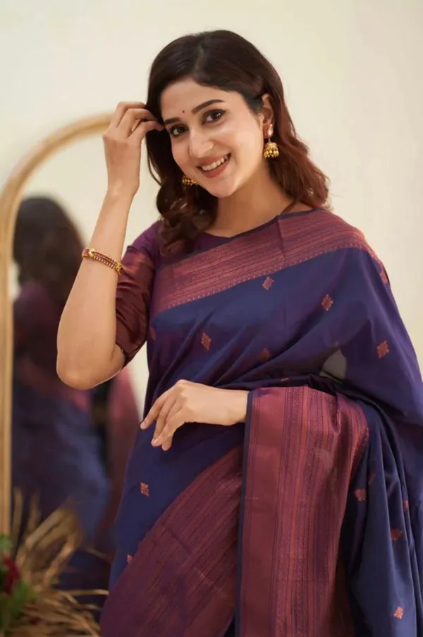 Navy_Blue_Maroon_Border_Saree_for_Women