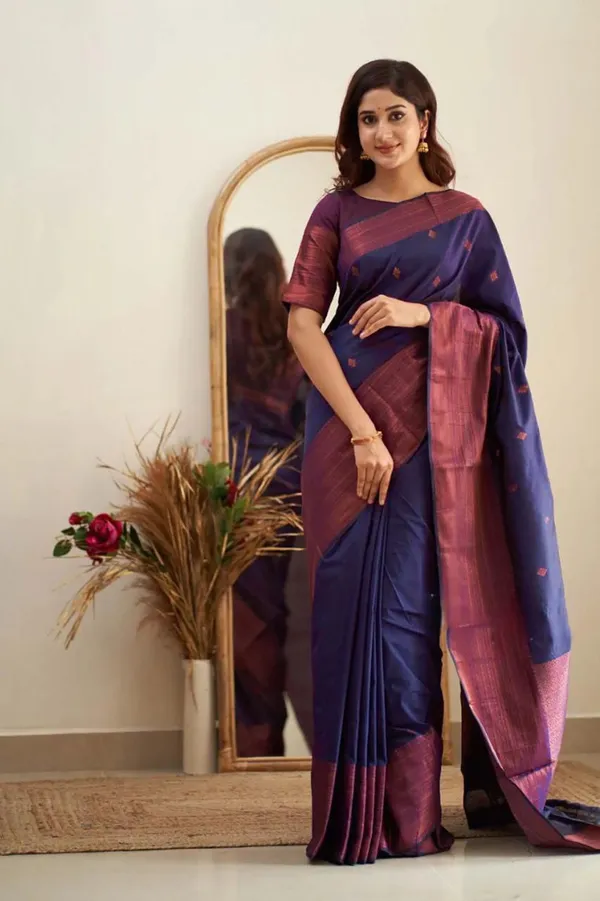 Navy_Blue_Maroon_Border_Saree_for_Women
