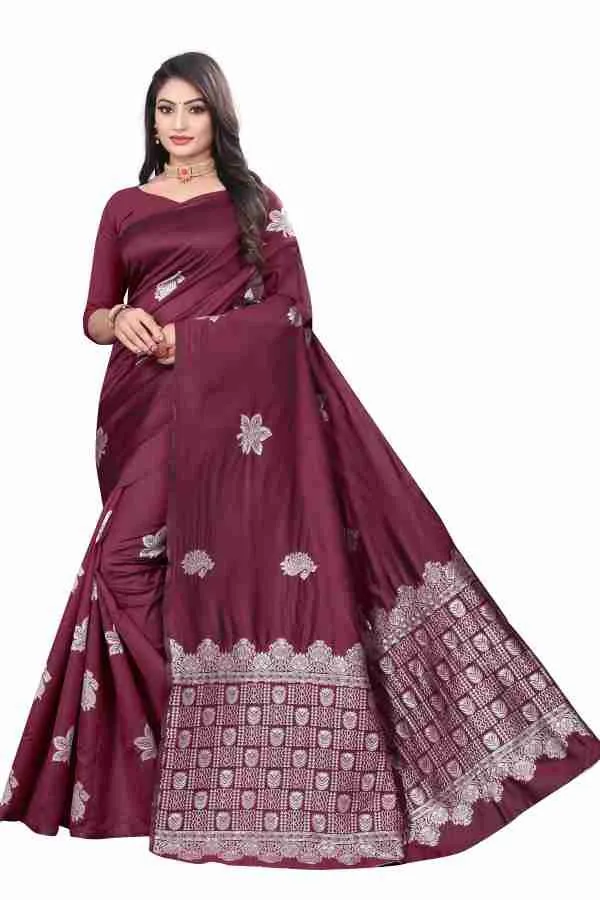 Maroon_Floral_Print_Saree_for_Women
