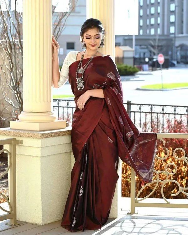 Maroon_Printed_Saree_With_Blouse_for_Women