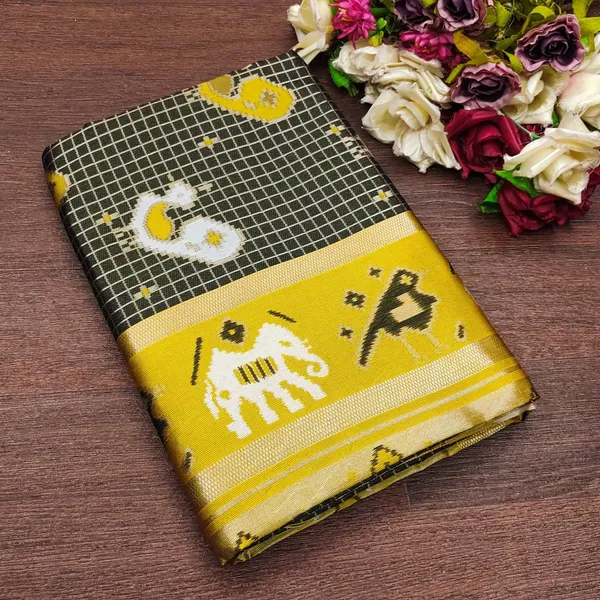 Black_And_Yellow_Printed_Saree_For_Women