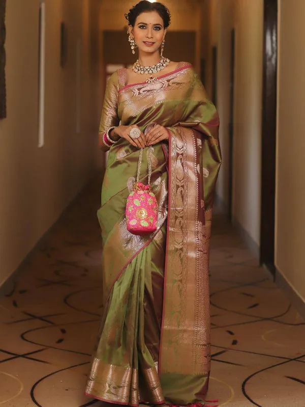 Olive_Green_Traditional_Saree_for_Women