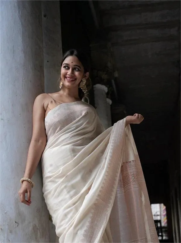 Ivory_Woven_Border_Saree_for_Women