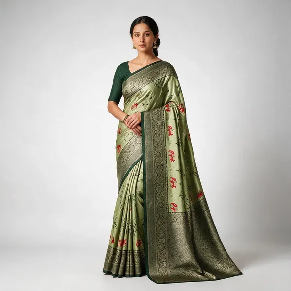 Green_Printed_Saree_For_Women