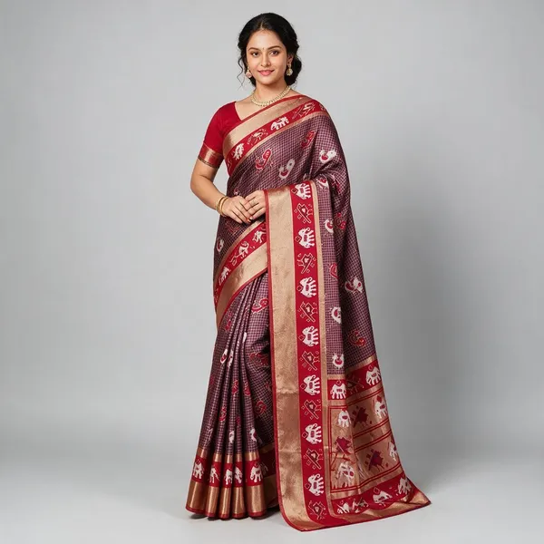 Purple_Woven_Motif_Saree_For_Women