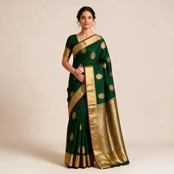 Green_Woven_Traditional_Saree_For_Women