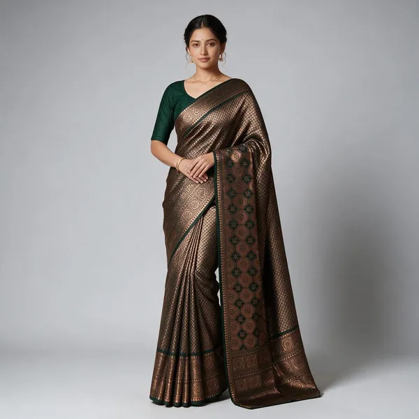 Green_Floral_Pattern_Saree_For_Women