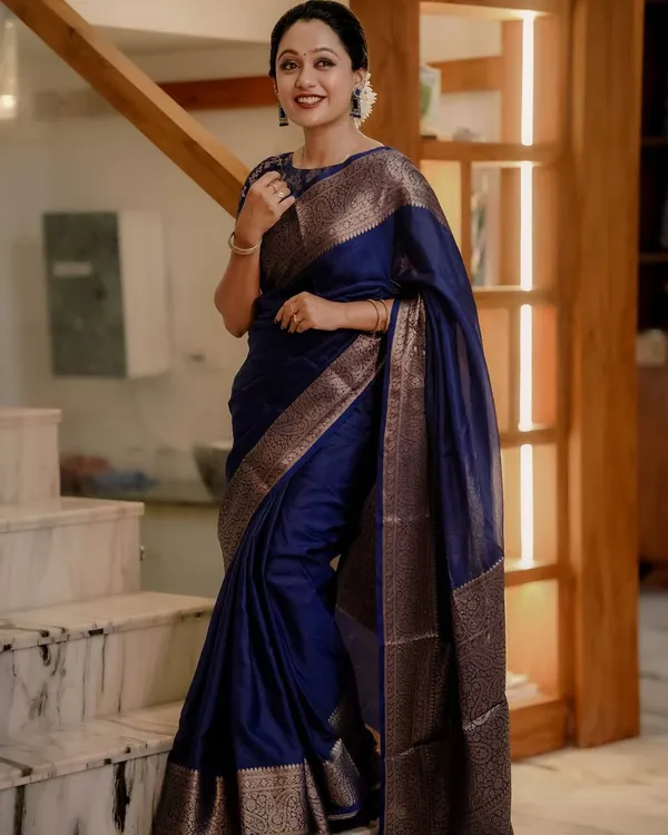 Navy_Blue_Brocade_Border_Saree_for_Women