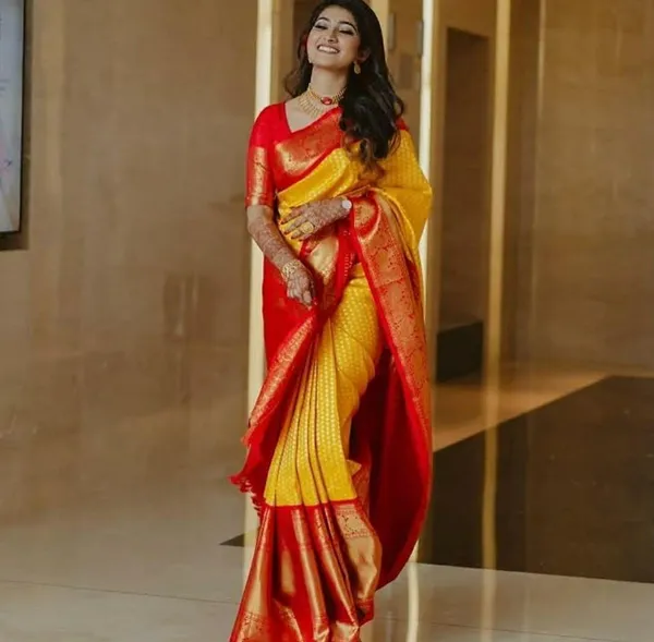 Yellow_Woven_Red_Border_Saree_for_Women