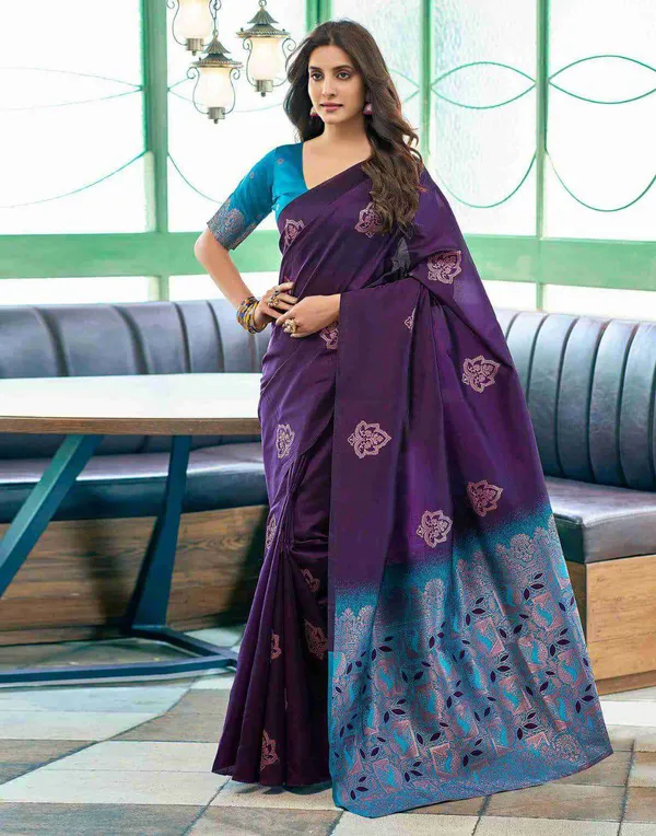 Purple_Floral_Print_Saree_for_Women