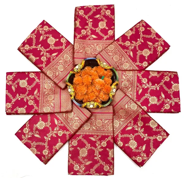 Maroon_Floral_Woven_Saree_Set_for_Women