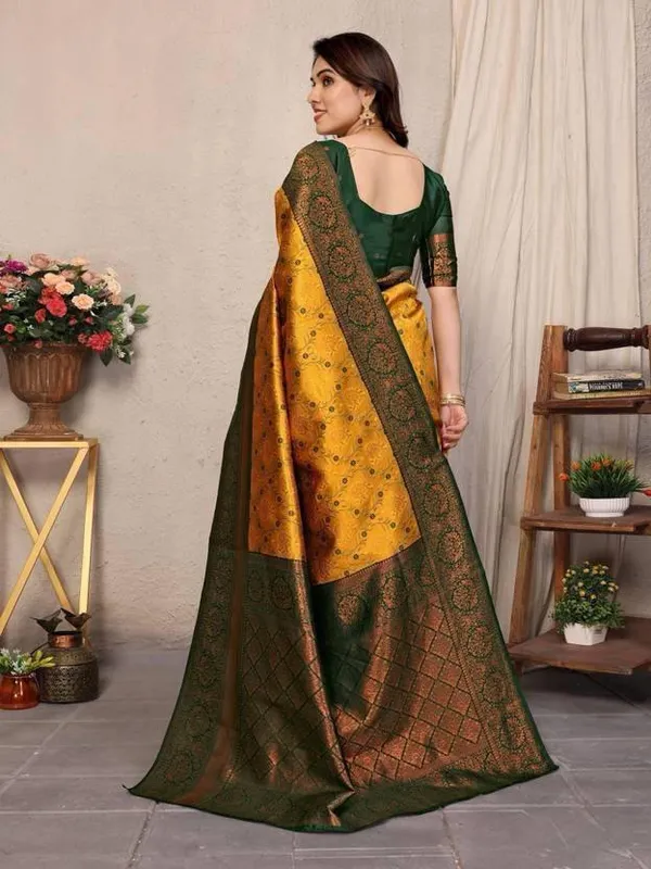 Gold_Green_Woven_Saree_for_Women