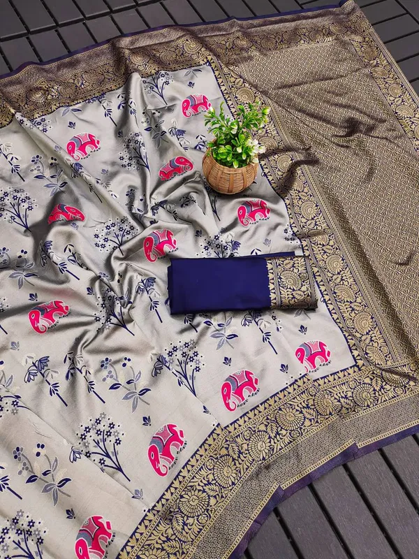 Grey_Printed_Saree_With_Blouse_Piece_for_Women